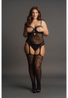 Le Désir Suspender Rhinestone Bodystocking - Plus Size