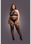 Le Désir Two Piece with Halter Turtleneck and Pantie with Attached Stockings - OSX - Black
