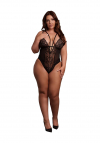Le Désir Wireless Lace Bodysuit with Adjustable Sliders - Plus Size - Black