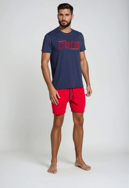 Henderson Piżama Oxford 38285-59X Granatowo-Czerwona