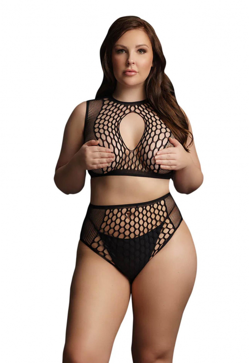Le Désir Duo Net Key-Hole Bra Set - Plus Size