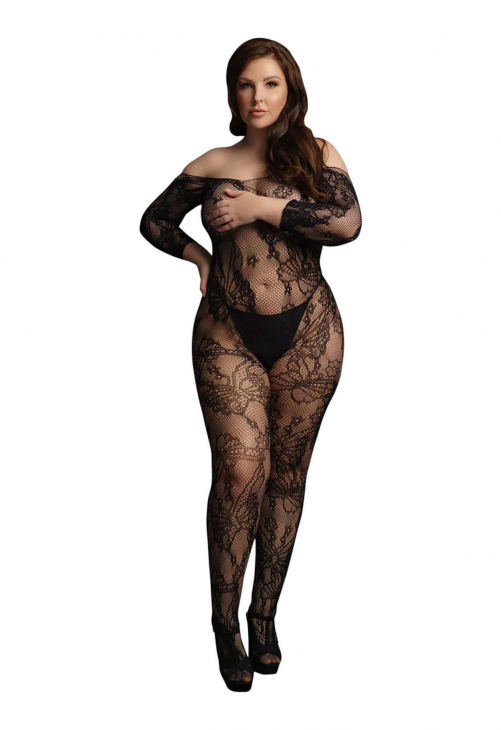 Le Désir Lace Sleeved Bodystocking - Plus Size