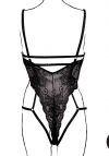 Le Désir Lace Underwired Open Cup Bodysuit with Adjustable Sliders - One Size - Black