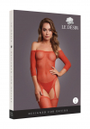 Le Désir Shimmering Off the Shoulder Bodystocking - One Size - Red/Gold Glitter