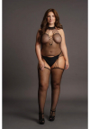 Le Désir Suspender Fishnet Choker Bodystocking - Plus Size