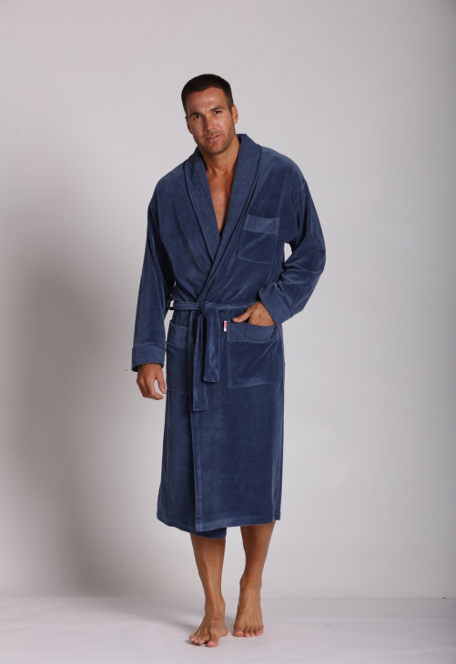 De Lafense Szlafrok Męski Welur Długi 712