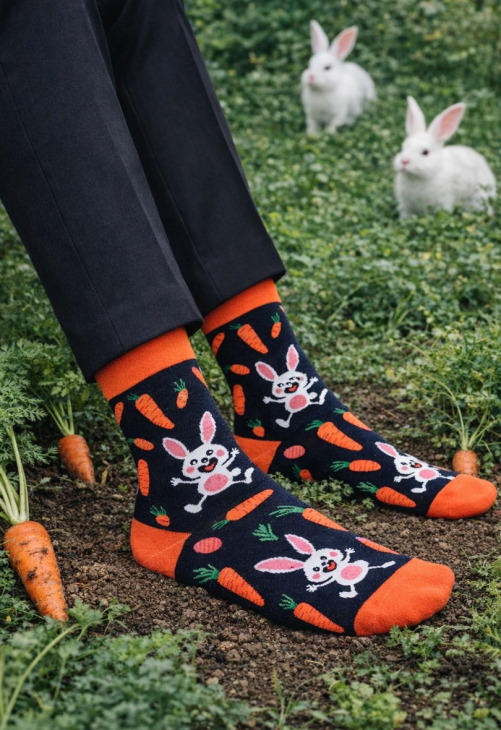 Milena Skarpetki Męskie Króliki I Marchewki 0125.019