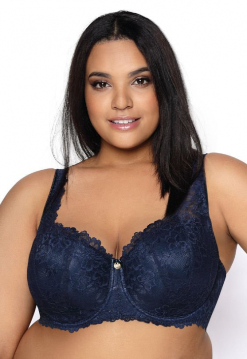 Producent Bielizny Damskiej Mat Lingerie Biustonosz Usztywniany Granatowy Carmela Big M-053/22