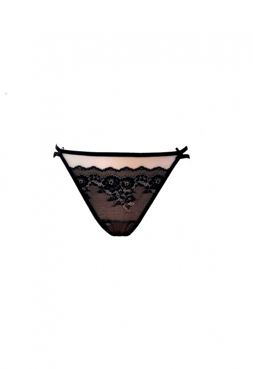 Producent Bielizny Damskiej Mat Lingerie Stringi Czarny-Beż Hellen S-0140/4/1