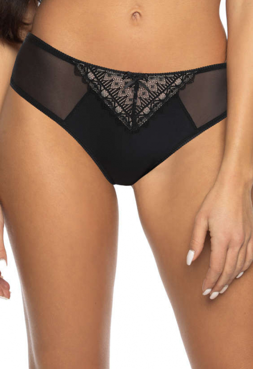 Producent Bielizny Damskiej Mat Lingerie Stringi Czarno-Beżowy Marion S-3539/4