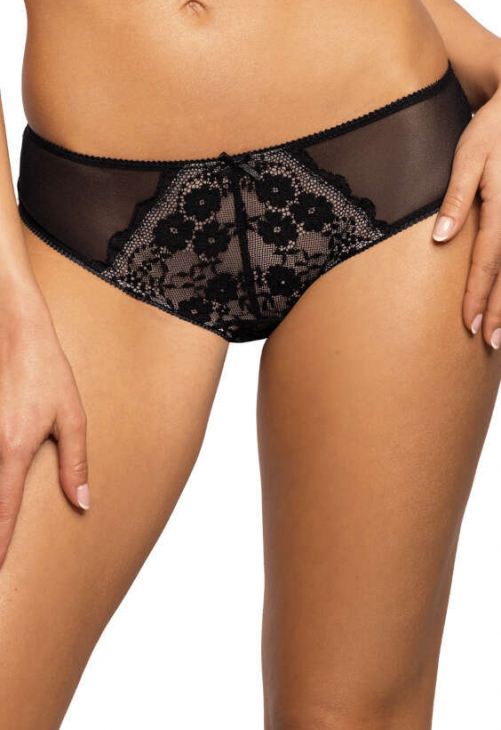 Producent Bielizny Damskiej Mat Lingerie Figi Czarno-Beżowy Niki F-3756/5