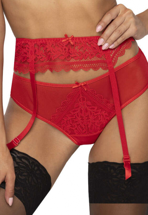 Producent Bielizny Damskiej Mat Lingerie Pas Do Pończoch Czerwony Estelle P-0198/3