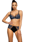 Producent Bielizny Damskiej Mat Lingerie Figi Niebiesko-Czarny Saddie F-3758/51