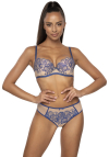 Producent Bielizny Damskiej Mat Lingerie Stringi Beżowo- Granatowy Frances S-3804/4