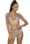 Producent Bielizny Damskiej Mat Lingerie Stringi Beżowo-Turkusowy Maureen S-3808/4