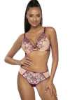 Producent Bielizny Damskiej Mat Lingerie Stringi Beżowo-Fioletowy Maureen S-3808/4