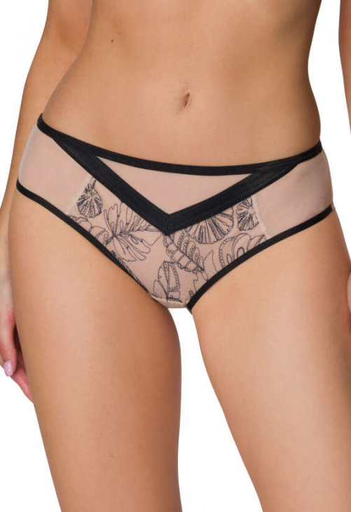 Producent Bielizny Damskiej Mat Lingerie Figi Beżowo-Czarny Xanthe F-3900/5