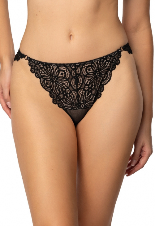 Producent Bielizny Damskiej Mat Lingerie Stringi Czarny Aura S-4022/4