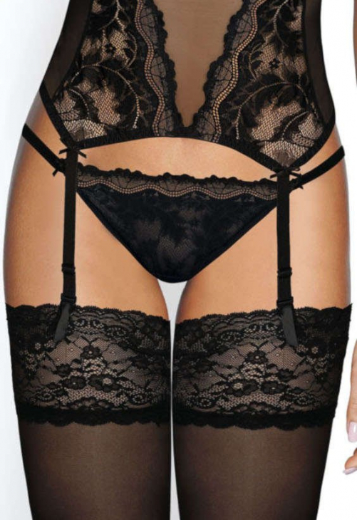Producent Bielizny Damskiej Mat Lingerie Stringi Czarno-Beżowy Olivia S-3108/4