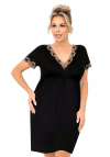 Donna Czarna koszula nocna plus size z koronką - hana