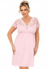 Donna Koszula nocna damska z koronką - livia plus size pudrowy róż