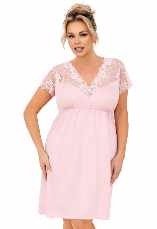 Donna Koszula nocna damska z koronką - livia plus size pudrowy róż
