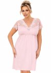 Koszulka nocna z wiskozy z krótkim rękawem plus size Donna Livia pudrowy róż