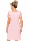 Koszulka nocna z wiskozy z krótkim rękawem plus size Donna Livia pudrowy róż