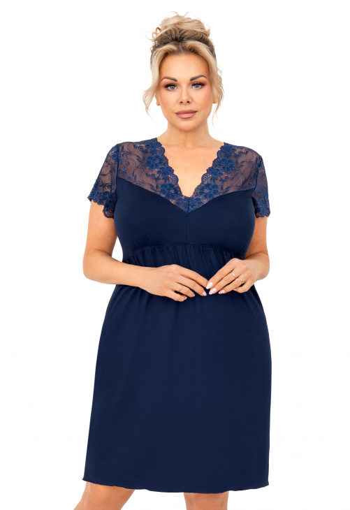 Donna Koszula nocna damska z koronką - livia plus size granatowa
