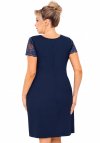 Koszulka nocna z wiskozy z krótkim rękawem plus size Donna Livia granatowa