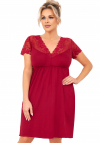 Donna Koszula nocna damska z koronką - livia plus size bordowa