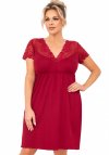 Koszulka nocna z wiskozy z krótkim rękawem plus size Donna Livia bordowa