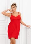 Koszula nocna z wiskozy na ramiączkach plus size Donna Sylvia czerwona