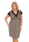 Koszula nocna z krótkim rękawem Donna Omari Plus Size w panterkę