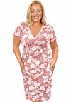 Koszulka nocna z wiskozy z krótkim rękawem plus size Donna Tina koralowa