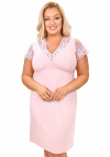 Koszula nocna z wiskozy Donna Sonia Plus Size pudrowy róż