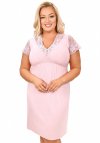 Koszulka nocna z wiskozy z krótkim rękawem plus size Donna Sonia pudrowy róż