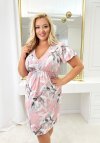 Koszulka nocna z wiskozy z krótkim rękawem plus size Donna Evita różowa