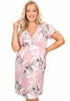 Koszulka nocna z wiskozy z krótkim rękawem plus size Donna Evita różowa