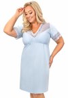 Koszulka nocna z wiskozy z krótkim rękawem plus size Donna Linda błękitna
