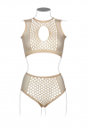 Le Désir Duo Net Key-Hole Bra Set - One Size - Nude