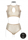 Le Désir Duo Net Key-Hole Bra Set - One Size - Nude