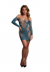 Le Désir Long-Sleeved Net Mini Dress - One Size - Blue