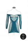 Le Désir Long-Sleeved Net Mini Dress - One Size - Blue
