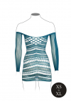 Le Désir Long-Sleeved Net Mini Dress - One Size - Blue