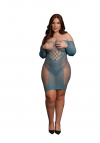 Le Désir Long-Sleeved Net Mini Dress - Size - Blue