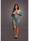 Le Désir Long-Sleeved Net Mini Dress - Size - Blue