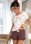 Piżama damska z wiskozy  Donna Amaris Shorts – z krótkim rękawem i spodenkami z falbanką w kwiaty