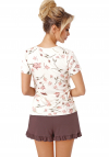Piżama damska z wiskozy  Donna Amaris Shorts – z krótkim rękawem i spodenkami z falbanką w kwiaty