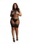 Le Désir High Lace Neck Net Mini Dress - Size - Black